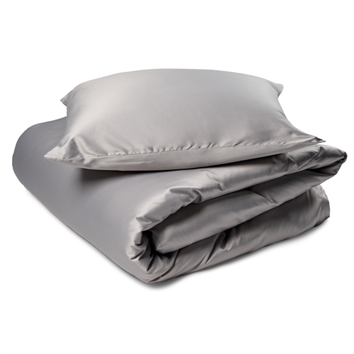 Image of Sengetøj 140x200 cm - Satin silky sengesæt - Ensfarvet grå sengelinned - Blødt som silke